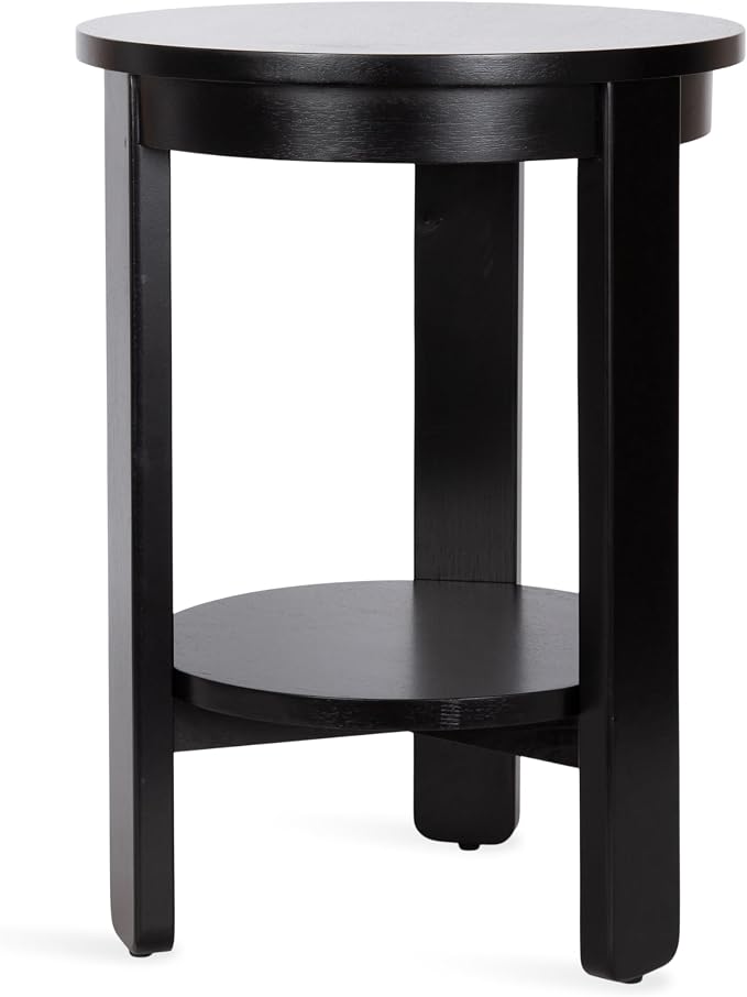 Kate and Laurel Foxford Tiered Round Side Table, 16 x 16 x 23, Black, Transitional Two-Tier Circle Nightstand Table with Storage and Resilient Wood Construction for Bedroom Decor