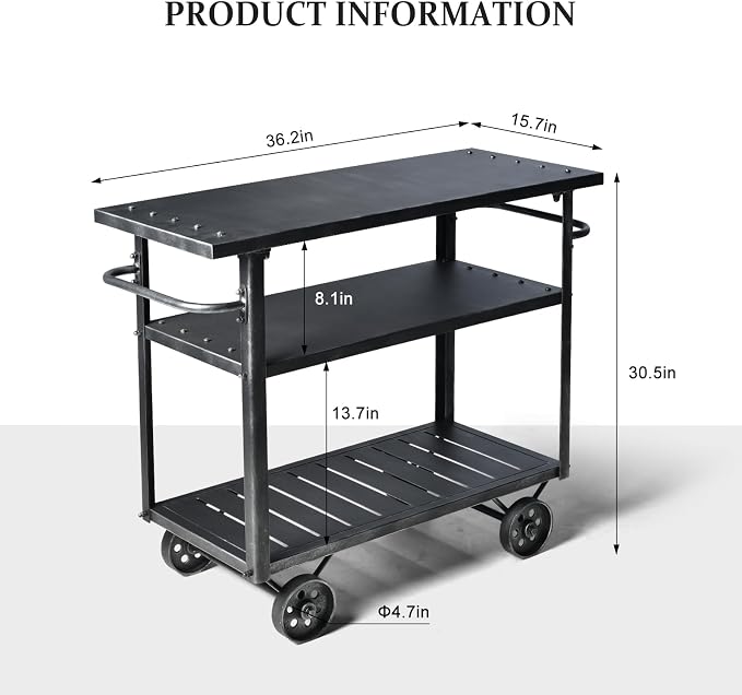 Industrial 3 Tier Rolling Utility Storage Cart Wine Beverage, Metal Wine Rack with Wheels Kitchen Bar Dining Room Tea Wine, Serving Cart