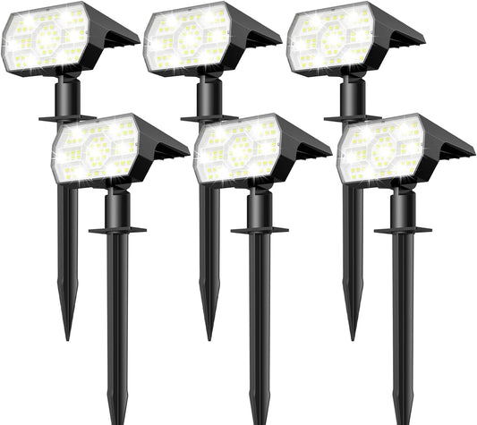 NYMPHY Solar Lights Outdoor Waterproof IP68, 56 LED 3 Lighting Modes Solar Powered Garden Yard Spot Solar Lights for Outside Landscape- 6 Pack (Cool White)