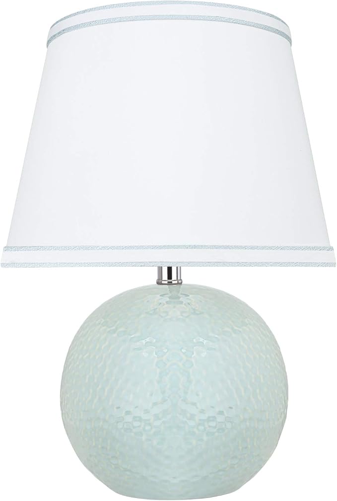 Aspen Creative 40193-11, 15" High Transitional Ceramic Table Lamp, Green/Blue and Hardback Empire Shaped Lamp Shade in White, 10" Wide