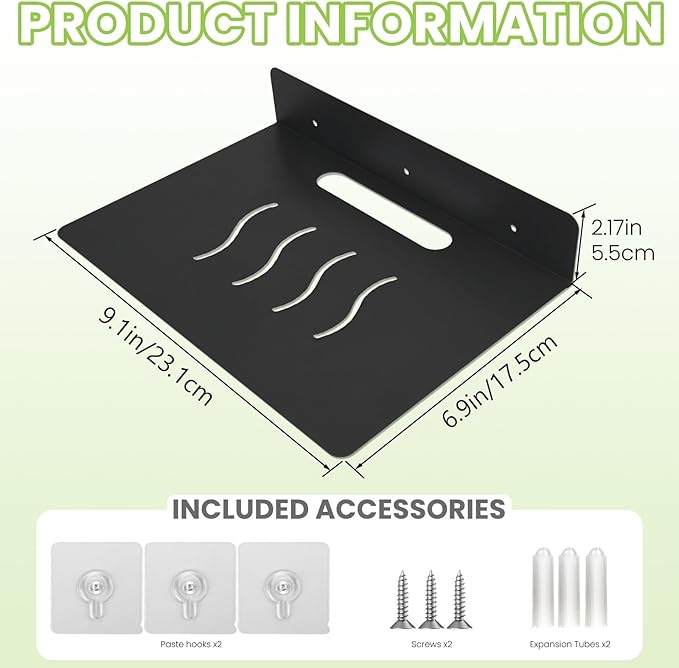 Steel Floating Shelves for Wall,Small Wall Shelf，Suitable for Bedroom, Living Room, Bathroom, Kitchen, Office (Black, 9.1x6.9)