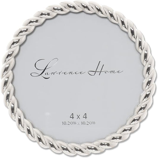 Lawrence Frames Rope Design Metal Frame, 4x4 Round, Silver