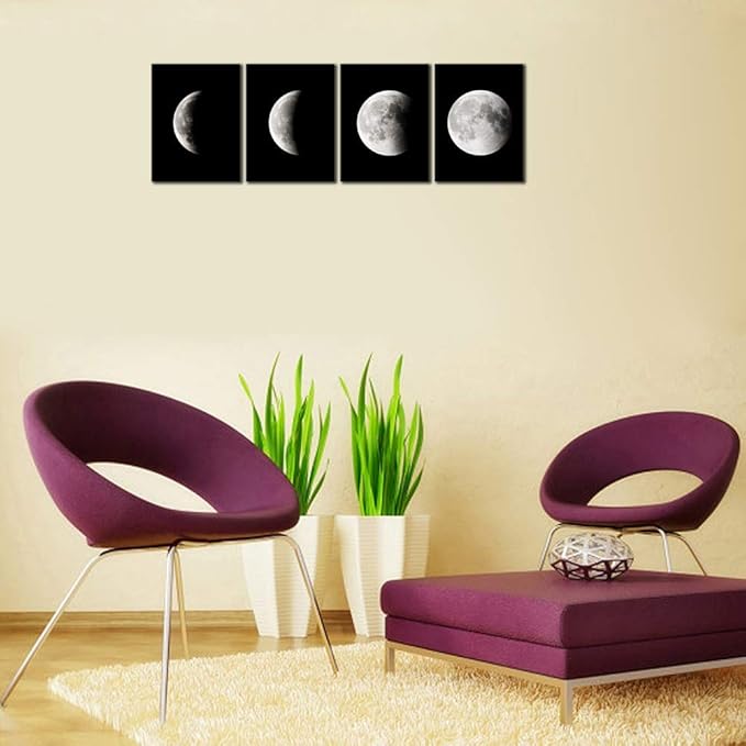 Wieco Art Eclipse of the Moon Modern Canvas Prints Wall Decorations for Living Room Abstract Space Black and White Pictures to Photo Paintings on Canvas Wall Art for Home Decorations Wall Decor
