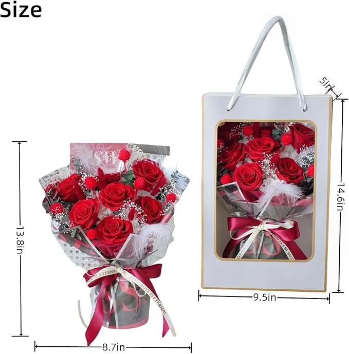 Preserved Flowers Bouquet, Flowers for Delivery Prime,100% Real Roses That Last Up to 3 Years, Gift for Her: Birthday Christmas Valentine's Day Mother's Day,Christmas, Room Decorations