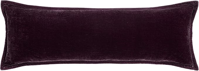 HiEnd Accents Stella Faux Silk Velvet Lumbar Pillow, 14x42 inch, Dark Voilet, Romantic Western Modern Traditional Style Luxury Bedding, Decorative Throw Pillow