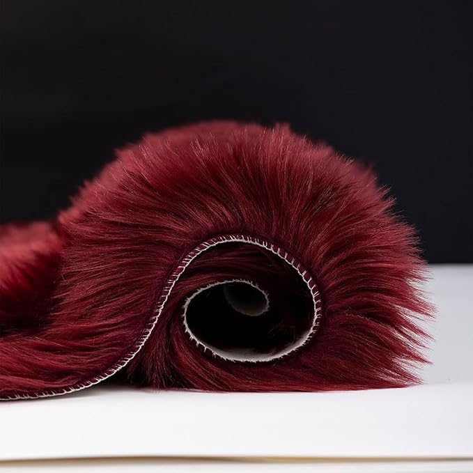 Faux Fur Sheepskin Runner Rug Burgundy 2x6 ft Ultra Soft Shaggy Plush Fluffy Fuzzy Area Carpet Decorative Chair Cover Floor Mat for Bedroom Sofa Living Room Bedside