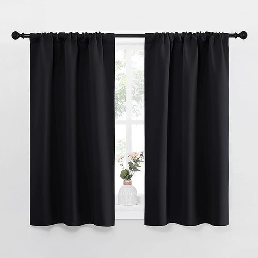 NICETOWN Black Out Curtain Panels for Kitchen - Energy Smart Decoration Thermal Insulating Blackout Drapes/Draperies for Small Window (2 Panels, 34 inches Wide by 45 inches Long)