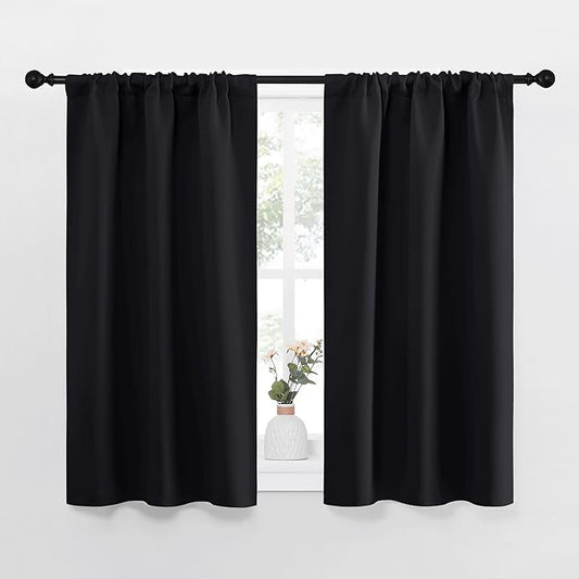 NICETOWN Black Out Curtain Panels for Kitchen - Energy Smart Decoration Thermal Insulating Blackout Drapes/Draperies for Small Window (2 Panels, 34 inches Wide by 40 inches Long)