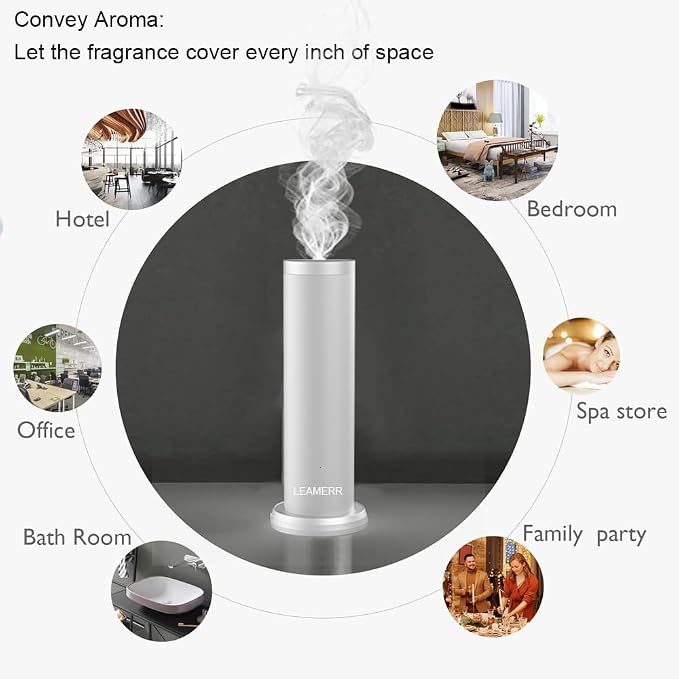 Smart Scent Diffuser Machine for Home, Bluetooth/WiFi Waterless Essential Oil Diffuser for Oils,Super Quiet Work Cold Air Technology Aromatherapy Diffuser for Large Room, Office, Shops, Gym
