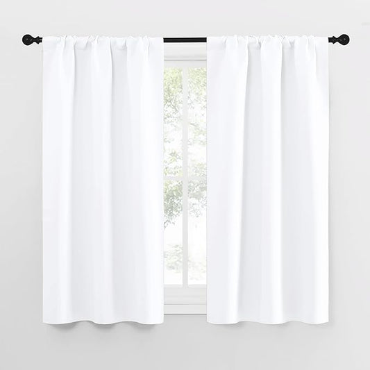 NICETOWN RV Curtains for Camper Windows, White Curtains for Kitchen Window, Home Decoration Light Filtering Drapes for Small Window (29" Wide by 50inches Long, 1 Pair)