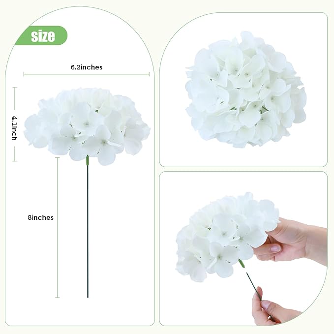 AVIVIHO 105pcs Fake Flowers White Hydrangea Artificial Flowers Bulk (Not Squished, No Steaming Need) Ivory Silk Flowers with Stems for Wedding Decor,Home,Baby Shower,Table Centerpieces Decoration