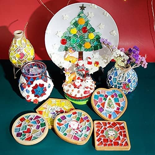 1.1 LB Irregular Crystal Mosaic Tiles,Small Particle Color Decal Crystal Glass Tile DIY Hobbies Children Handmade Crystal Craft for DIY Handmade Decorative Materials (Red Series)