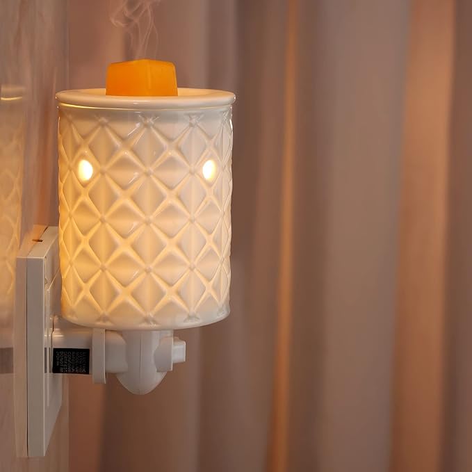 STAR MOON Ceramic Wax Melt Warmer, Plug in Wax Warmer for Scented Wax, Scentsy Wax Warmer for Fragrance Oil, Night Light Wax Burner Decoration with Two Bulbs