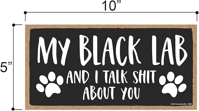 Honey Dew Gifts, My Black Lab and I Talk Shit About You, Funny Dog Wall Hanging Decor, Decorative Wood Signs for Pet Lovers, Black Labrador Home Sign, 10 Inch by 5 Inch Pet Decor, 76900