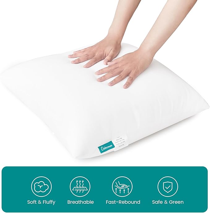 Oubonun 30 x 30 Throw Pillow Inserts - Soft, Plush & Decorative Down Alternative Pillows for Couch Sofa Bed, Machine Washable - White, Pack of 2