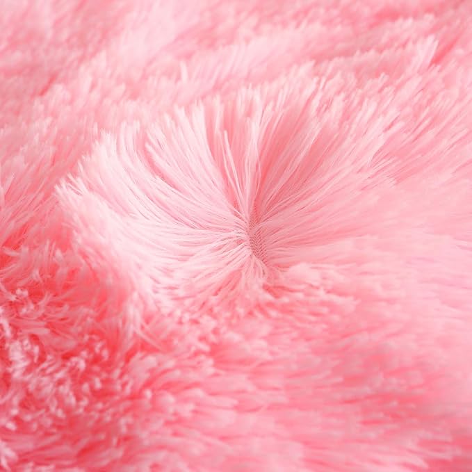 Faux Fur Velvet Fluffy Bedding Duvet Cover Set Down Comforter Quilt Cover with Pillow Sham, Ultra Soft Warm (Twin, Pink)