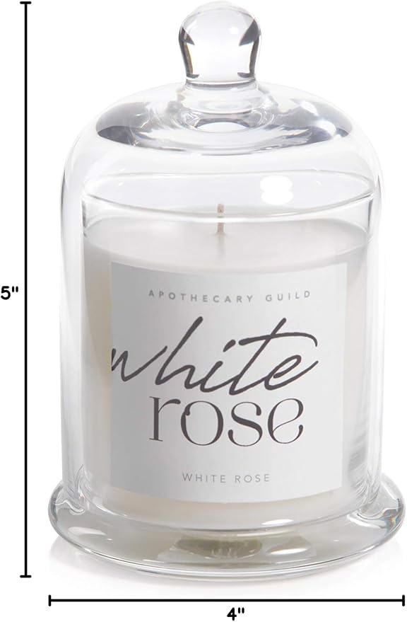 Zodax White Rose Apothecary Guild 10 Ounce Scented Jar Candle with Dome