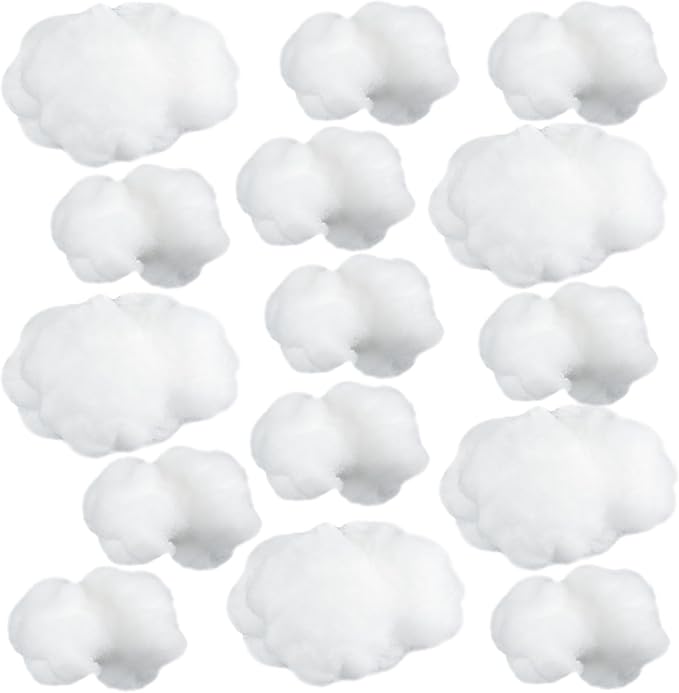 Jetec 15 Pieces Artificial Cloud Props Imitation 3D Cloud Shape Hanging Decorations Room DIY Decorative Hanging Ornament for Wedding Party Stage Show Decor (Small and Medium Size)