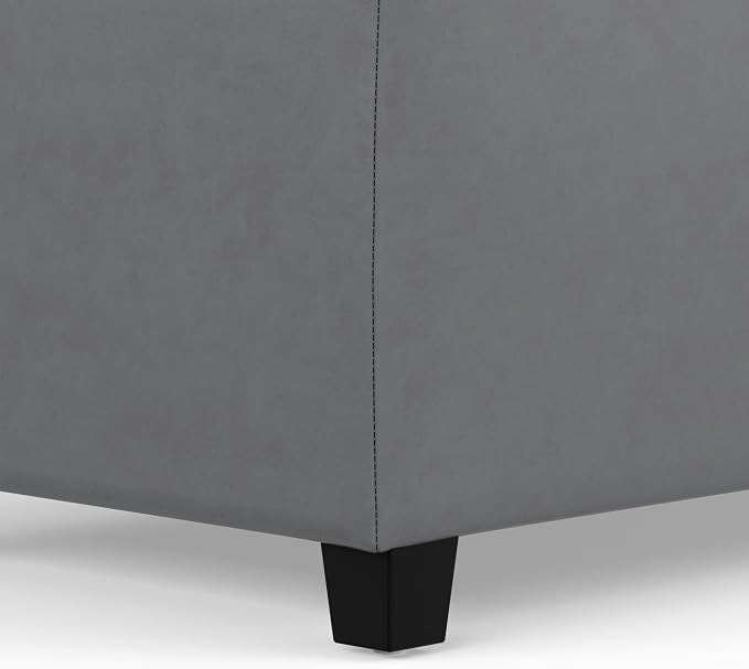SIMPLIHOME Avalon Storage Ottoman Bench - 48" Wide x 16" High Upholstered Vegan Leather Rectangular Lift-Top Ottoman in Stone Grey, Contemporary Storage Bench for Living Room with High-Density Foam