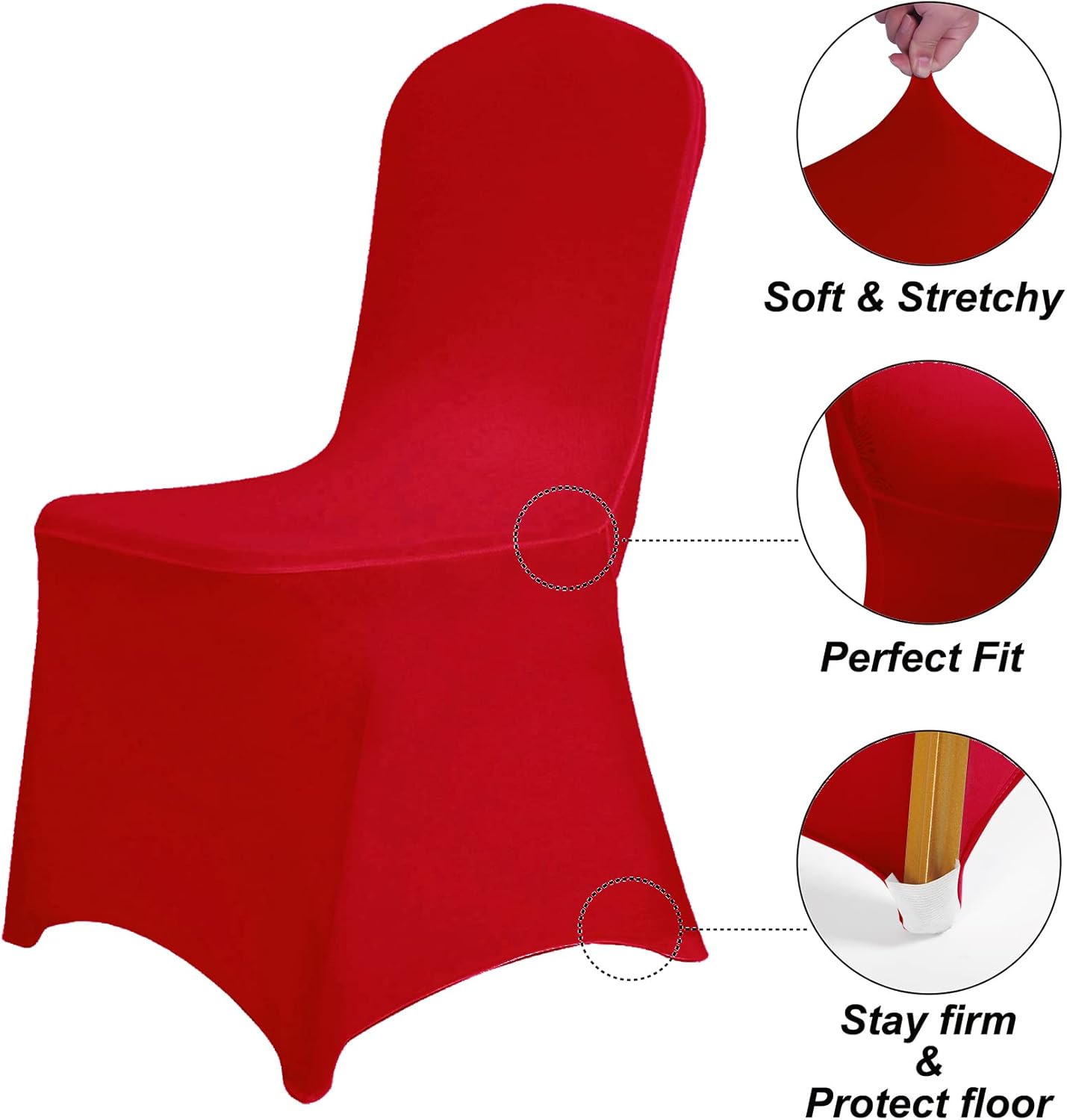 SUPERO Waterproof Spandex Chair Cover 12PCS, Stretch Dining Chair Covers, Polyester Outdoor Chair Covers, Protector Stretch Chair Cover for Party Universal, Banquet, Wedding Event, Hotel(Red)
