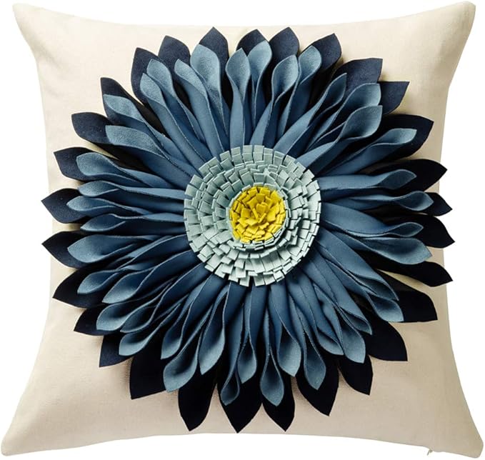 OiseauVoler 3D Sunflower Handmade Throw Pillow Cover Decorative Pillow Sham Pillowcase Living Room Home Bed Decor 18x18 Inch