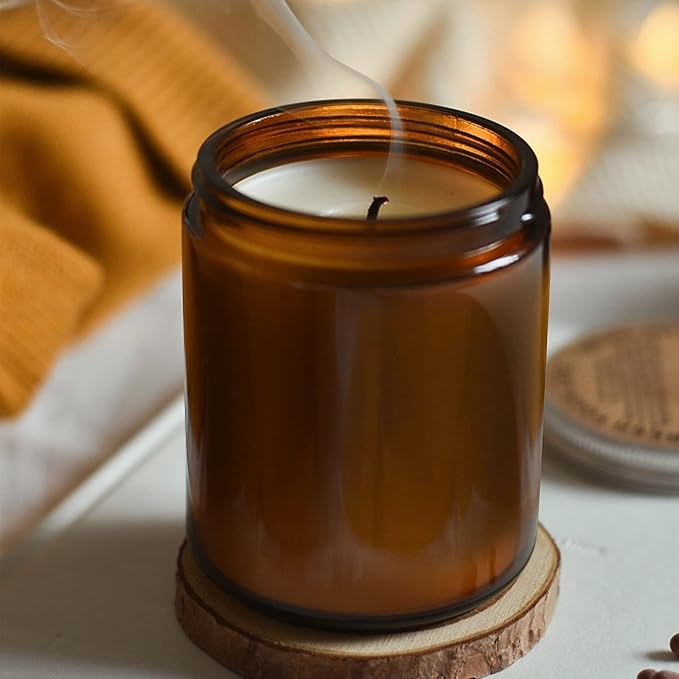 24 Pack 8 oz Amber Glass Jars with Black Lids | Airtight Refillable Containers for Candle Making, Lotions, Body Butter, Creams, Beauty Products & Dry Goods