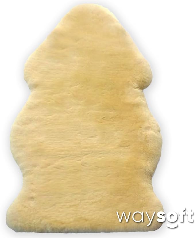 WaySoft Baby Sheepskin Rug, Oeko-TEX Certified, Safe & Natural Nursery Rug, 100% Genuine New Zealand Soft Fur Rug Baby Carpet