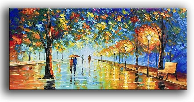 Tyed art- Large Modern Wall Art , handpainted Canvas Paintings Landscape ,Framed Textured Wall Art Painting,Abstract Landscape Artworks ,Home Wall art Living room bedroom bedside sofa background Wall Decor , 60 by30 inch