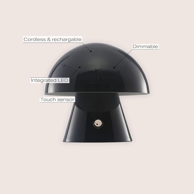 JONATHAN Y 7" Navy Rechargeable Cordless Mushroom Table Lamp, Portable LED Nightstand Lamp for Bedroom Living Room, Metal Shade, 3-Way Dimmable Touch Sensor Modern Accent (JYL7116E)