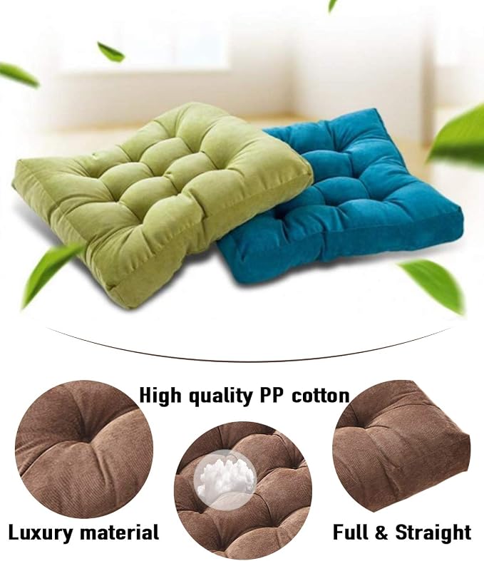 Tiita Indoor/Outdoor Chair Cushions 22" x 22" Seat Pillow Cushion Set of 2 Square Chair Pads for Sitting Patio Garden Floor Throw Pillows, Coffee