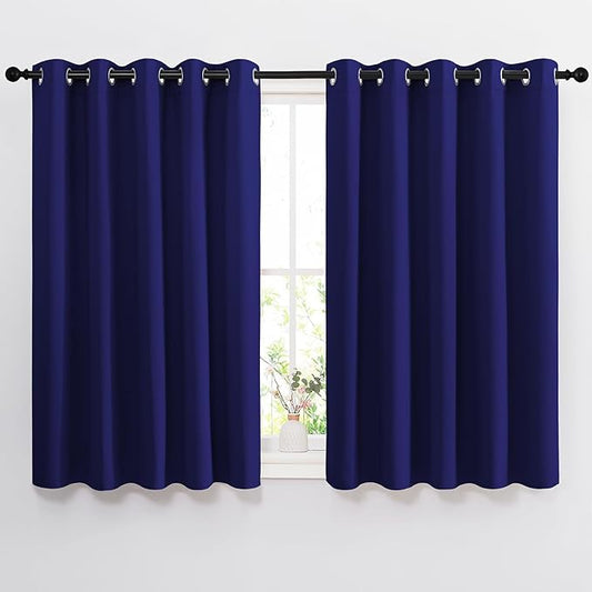 NICETOWN Bedroom Blackout Curtains Panels - Window Treatment Thermal Insulated Solid Grommet Blackout for Living Room (Set of 2, 66 by 54 Inch, Navy Blue)