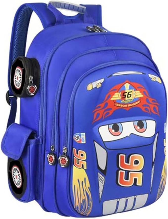 Kid Toddler Boys Girls Backpack Waterproof Cartoon Truck Car Child Snack School Bag Kindergarten Backpack (Blue)