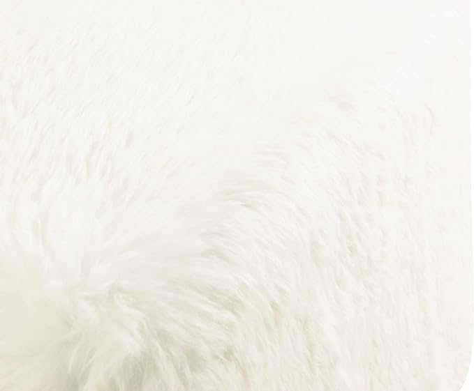 HomePop Cube Ottoman - White Faux Fur