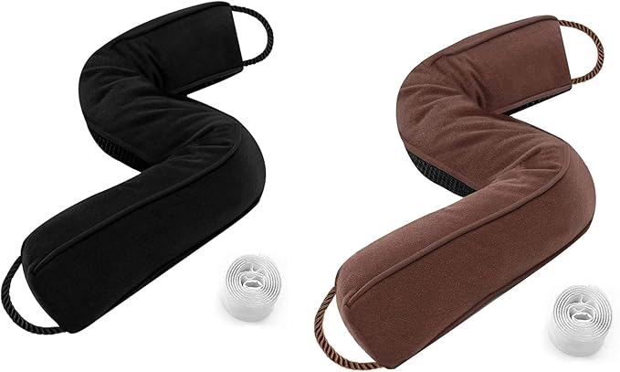Sunolga 2 Pack 38 Inches Door Draft Stopper 2.2LB Under Door Noise Air Stopper, Sound Proof Draft Guard for Doors and Windows,Machine Washable, Black and Coffee