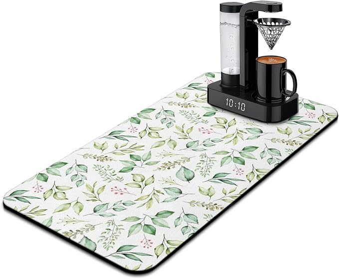 Fun Coffee Mat 31inx17in,Coffee Bar Mat for Countertops,Absorbent Hide Stain Anti-Slip Coffee Bar Accessories Fit Under Coffee Machine Mat,dish Drying Mats for Kitchen