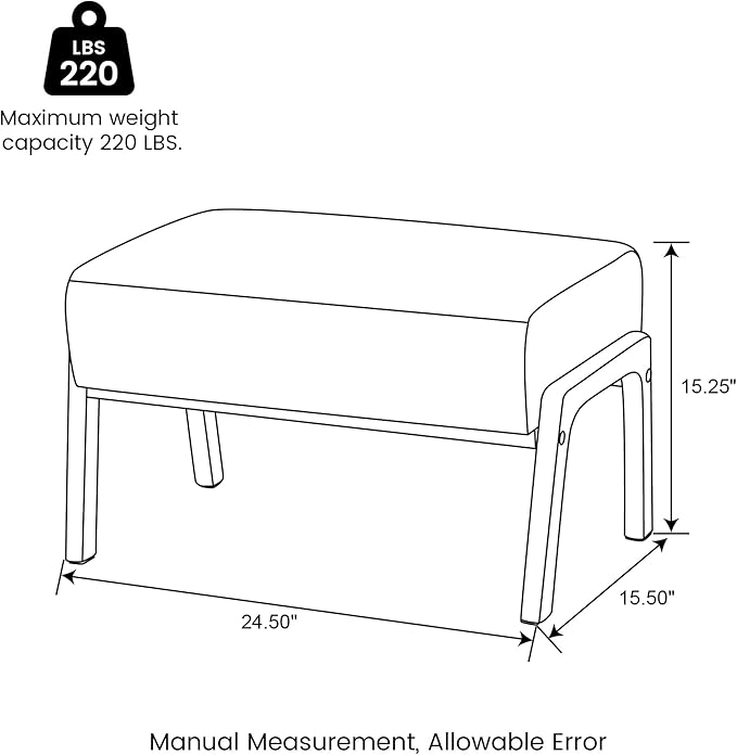 Glitzhome Foot Stool Ottoman, Modern Leatherette Sofa Stool Vanity Chair with Rubber Wood Frame, Footrest Ottoman Bench for Living Room, Entryway, Hunter Green