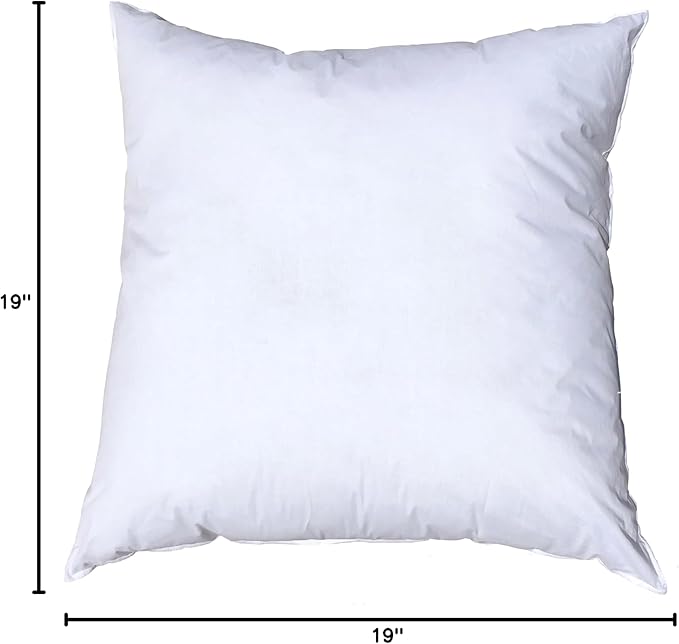 Pillowflex Premium Polyester Pillow Insert – 19x19 - Square Pillows Form, Machine Washable, Soft Sham Supports, Decorative Form for Covers and Throw Pillows, Hypoallergenic - Made in USA - 2 Pack