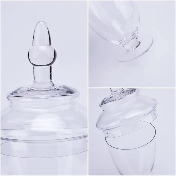 Glass Apothecary Jars with Lids, Small Storage Containers, Set of 3 Wide Mouth Storage Candy Jar Decorative Candy Buffet Organizer Canisters Elegant Kitchen