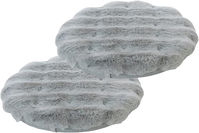 Lifup 2 Pack Round Chair Pads Memory Foam Seat Cushion Soft Cozy Plush Non Slip Thick Pad with Ties and Removable Cover for Dining Room, Office Grey 16 x 16 Inch