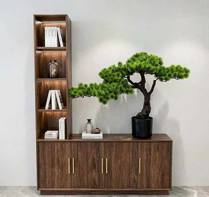 23.6" Artificial Bonsai Tree in Pot – Realistic Cedar Tree Faux Pine Plant for Home & Office Decor, Hotel Lobby Entryway Greenery