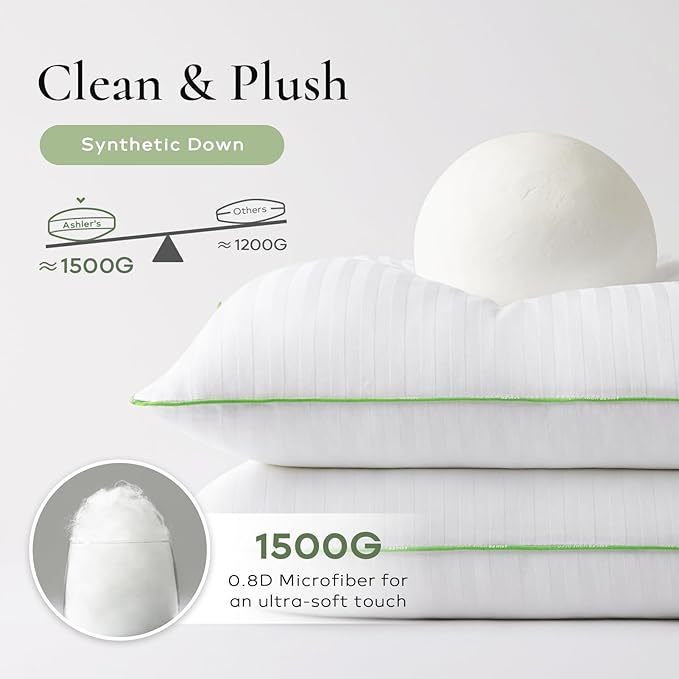 Ashler Home Deco Synthetic Down Pillow Inserts, 24x24 Down Alternative Throw Pillows Insert Sleeping Pillows with 100% Cotton Cover Decorative Pillow Stuffer for Sofa, Couch Bed(Set of 4, White)