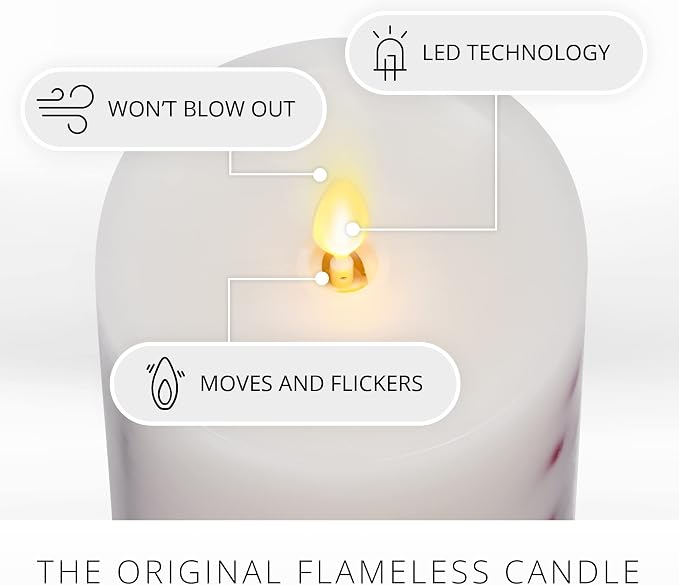 Luminara Embedded Flameless LED Candle - Orange Leaf 3.5" x 4.5" - Moving Flame Pillar, Battery Operated Timer, Real Wax, Unscented, Safe