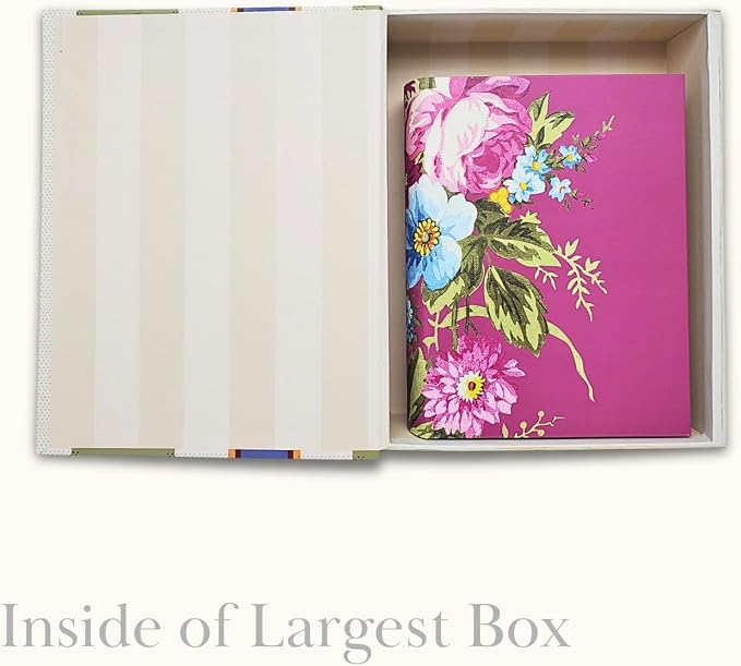 Punch Studio Decorative Storage Boxes with Lids | Nested Book Style Set of 3 Coated Cardboard Keepsake Box for Photos Documents Gifts Home Organization, 11” x 13.5” – Timeless Treasures Floral