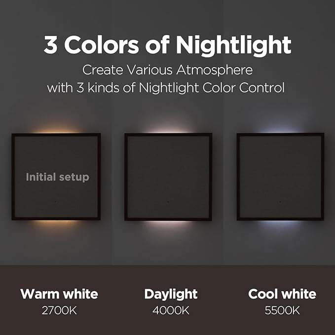 mooas Wooden Frame LED Silent Wall Clock with Remote, Backlit Nightlight, Modern Digital LED Wall Clock Display Sunrise Alarm Melody 5 Brightness for Bedroom Living Room (Wooden Frame Dark Brown)