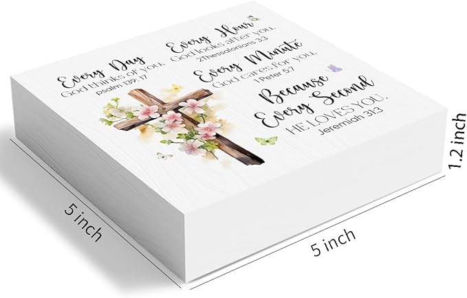 Every Day God Thinks Of You Wooden Box Sign Inspirational Cross Jesus Decor Prayers Religious Scripture Gifts for Women Men Mom Sister Friends Birthday Male Coworker 5 x 5 Inch