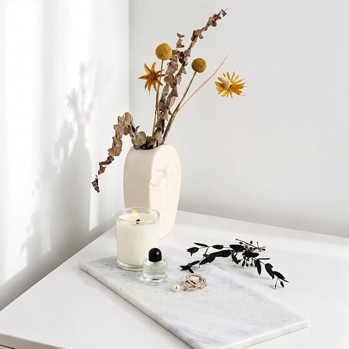 Marble Tray 12"x6", Small Natural Marble Board, Stone Slab for Bathroom Kitchen Counter Sink, Rectangular Candle Plate, Perfume Jewelry Trays(Namib Fantasy)