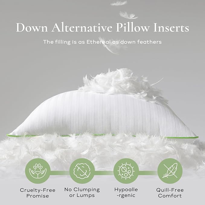 Ashler Home Deco Synthetic Down Pillow Inserts, 14x36 Down Alternative Throw Pillows Insert Sleeping Pillows with 100% Cotton Cover Decorative Pillow Stuffer for Sofa, Couch Bed(White)