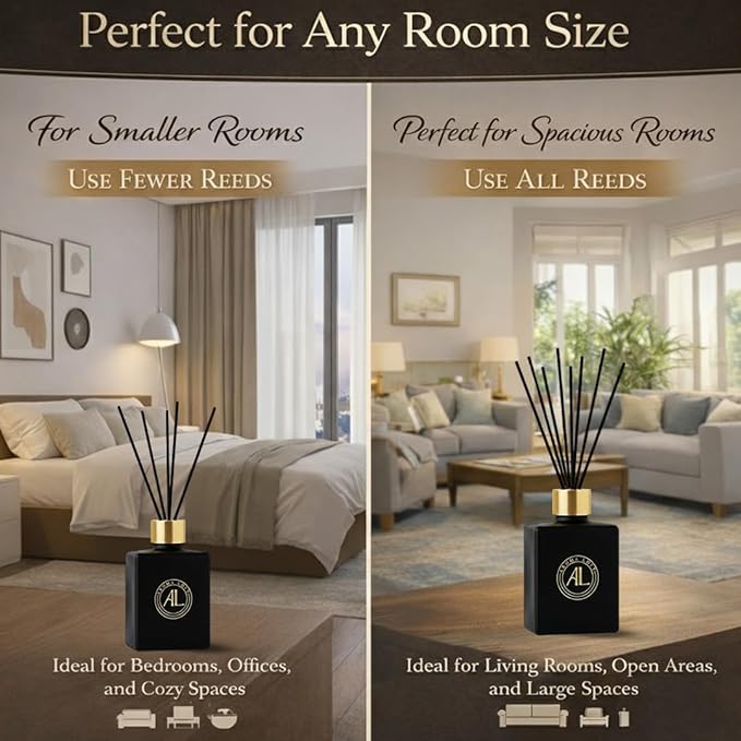 Black Reed Diffusers for Home | Premium Long-Lasting Fragrance Diffuser | Reed Diffuser Sticks in Oil Set | Smells Good in Bathroom & Office | Black, Spice Fragrance Oils Scent (5 oz)