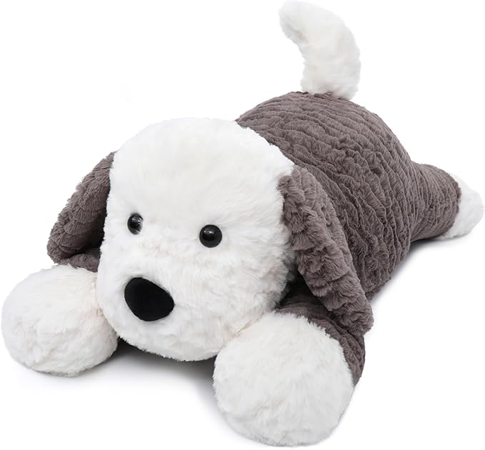 MorisMos 24inch 4Lbs Weighted Microwavable Stuffed Animal, Large Weighted Stuffed Dog Plush, Heatable Unscented Dog Throw Pillow