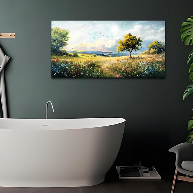 Wapluam Canvas Wall Art For Bedroom Wall Decor For Living Room Modern Office Decorations Pastoral Wall Paintings Scenery Abstract Watercolour Farmhouse Pictures Canvas Artwork Room Home Decor Mural
